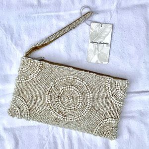 TOMMY BAHAMAS IVORY BEADED CLUTCH PURSE